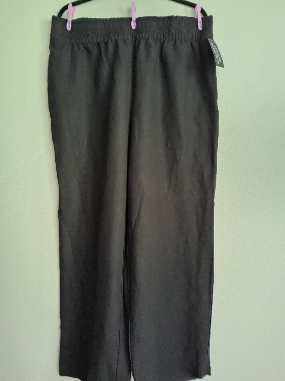 New Eileen Fisher Linen Blend Black  Pants Size XXL Elasticated Waist